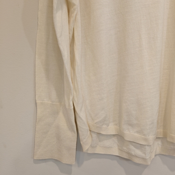 HEMISPHERE Sz Large 100% Wool Pale Yellow Women's V-Neck Sheer Top Sweater - Picture 7 of 9